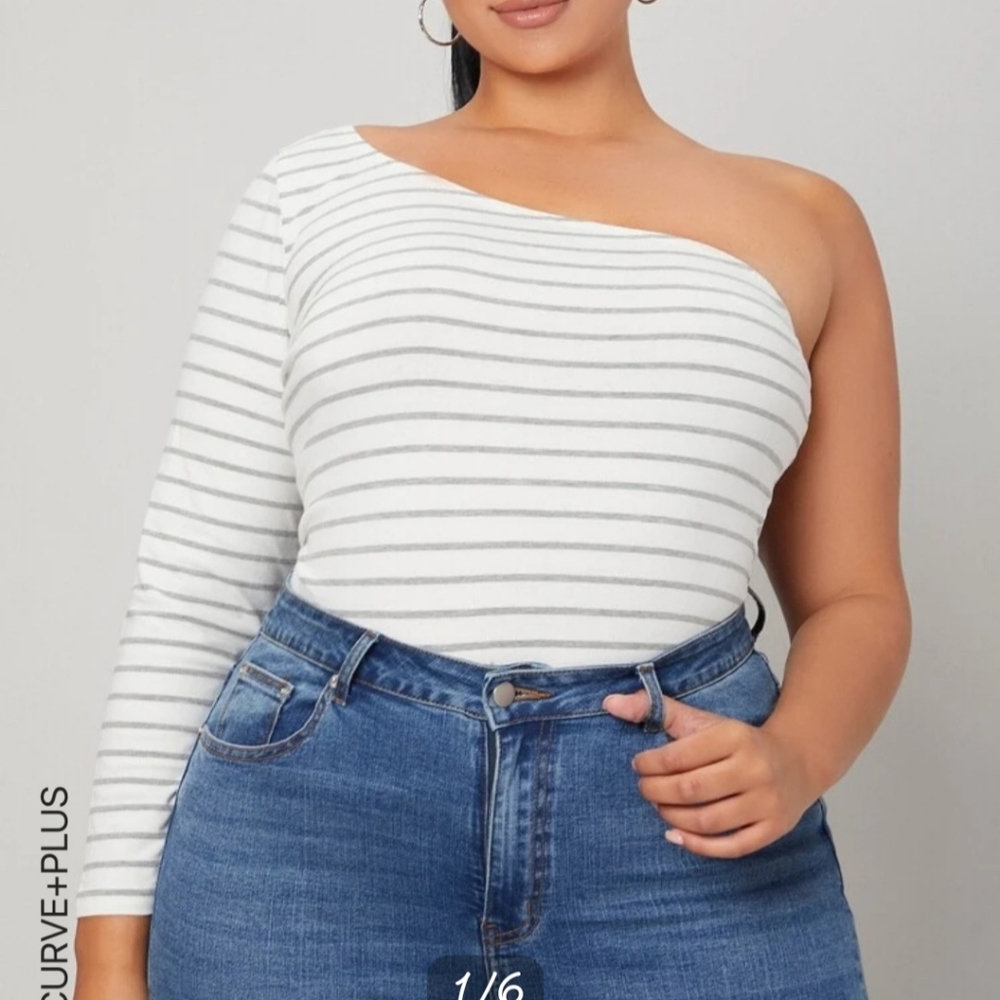 One shoulder long sleeve top